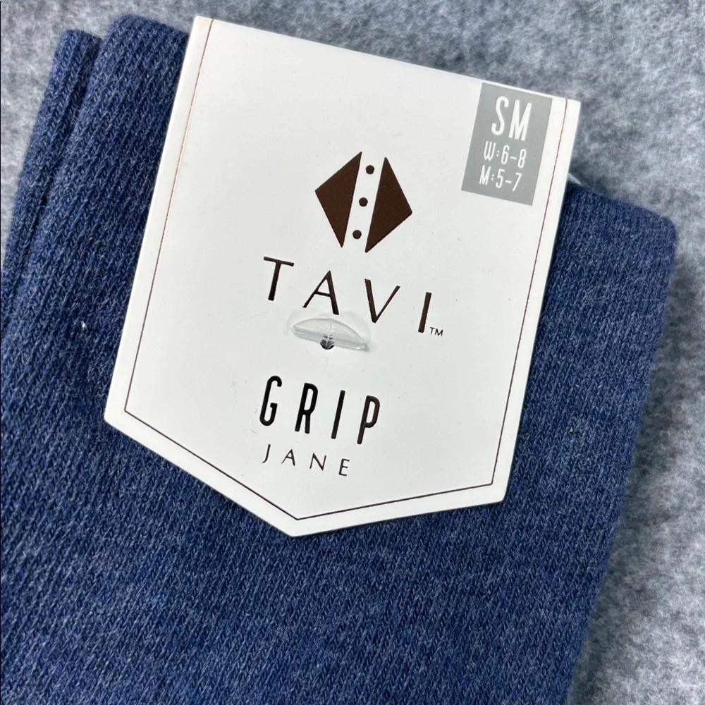 Tavi Grip  Jane non slip grip organic cotton  Socks in Blue small 6-8